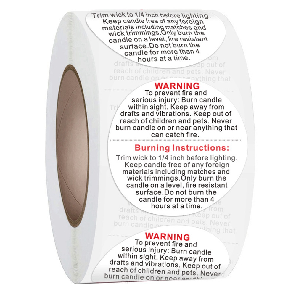 Candle Warning Label - 500Pcs White Candle Warning Labels,1inch 1.5inch