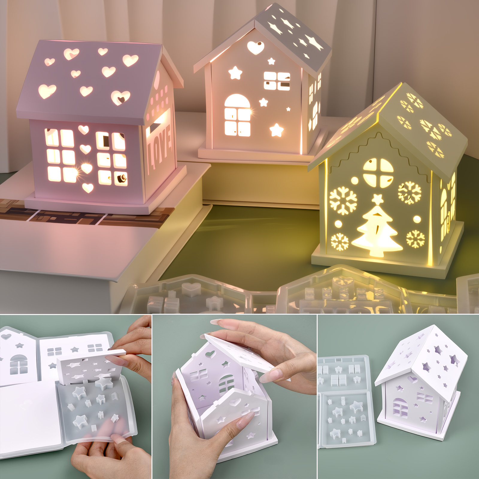 Candle Making Tutorial - 3D House Silicone Mold DIY Christmas