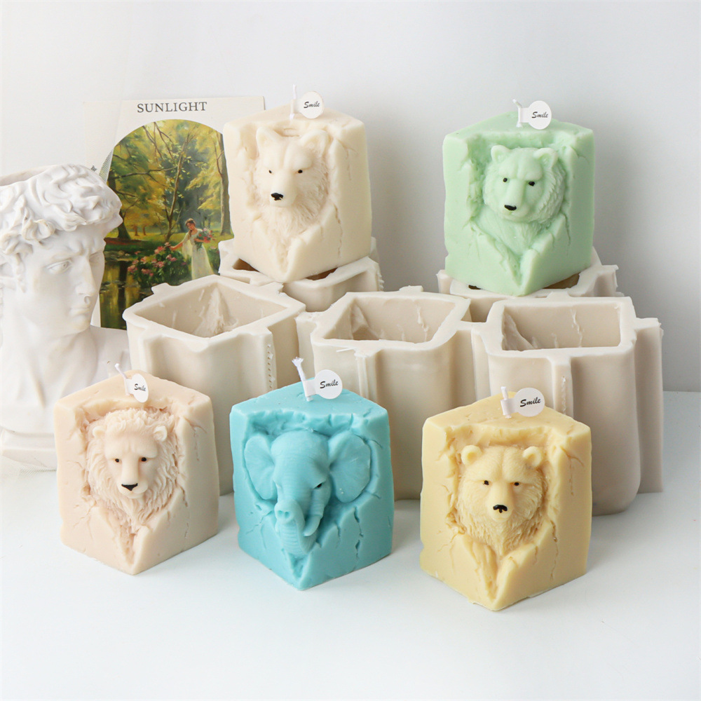 Candle Making Supplies Wholesale - 3D Stump Shaped Animal Black Bear