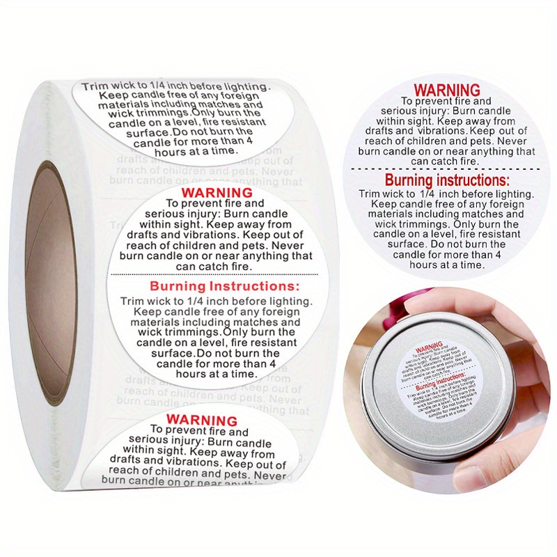 Candle Warning Label - 1roll,500pcs Candle Warning Label Sticker Scented