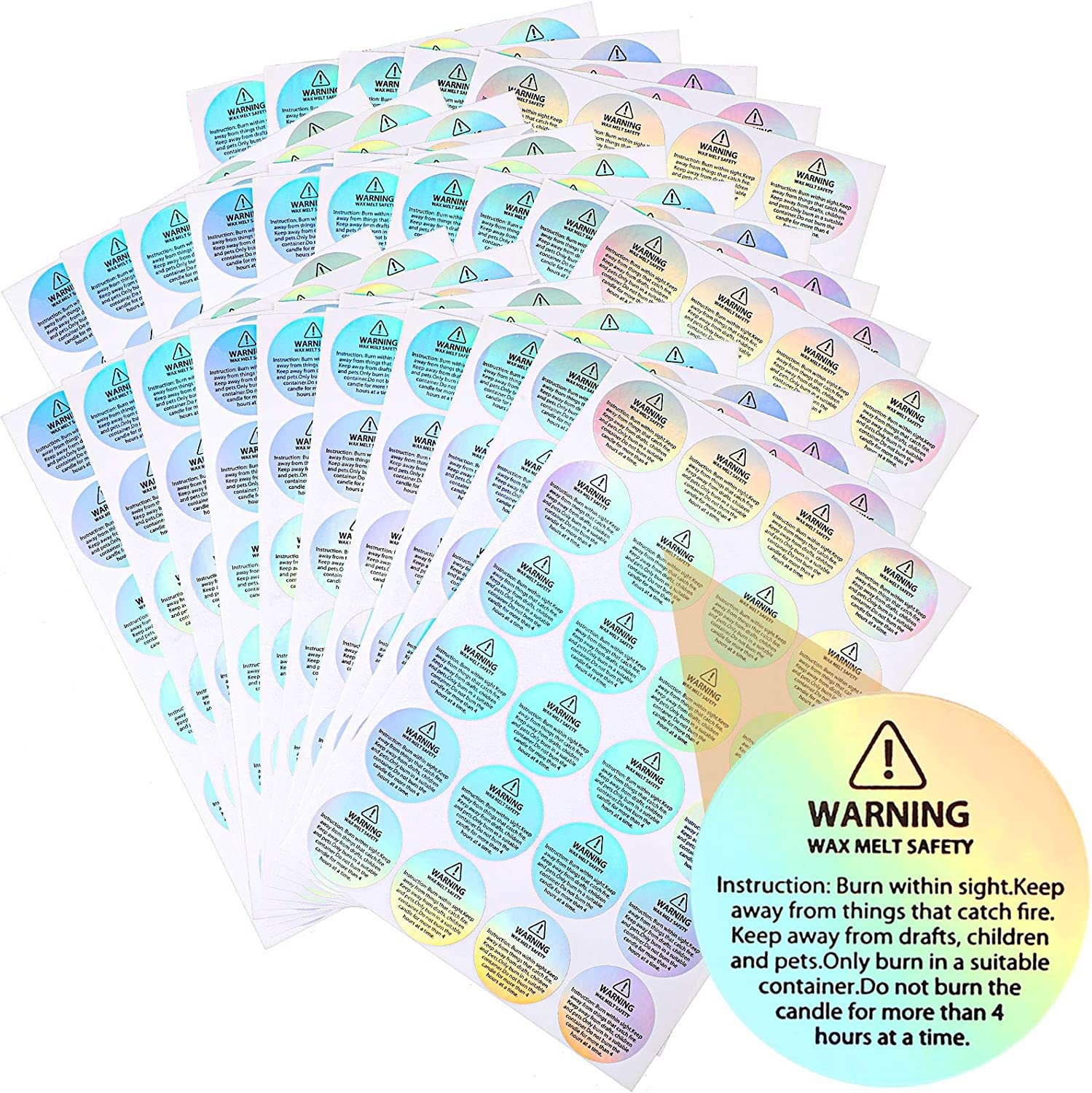 Candle Warning Label - Holographic 96 Pcs Candle Warning Labels