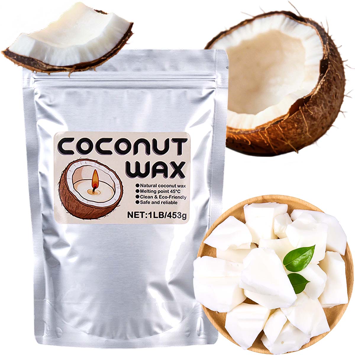 Coconut Wax Flake - 1LB White Coconut Wax Natural Plant
