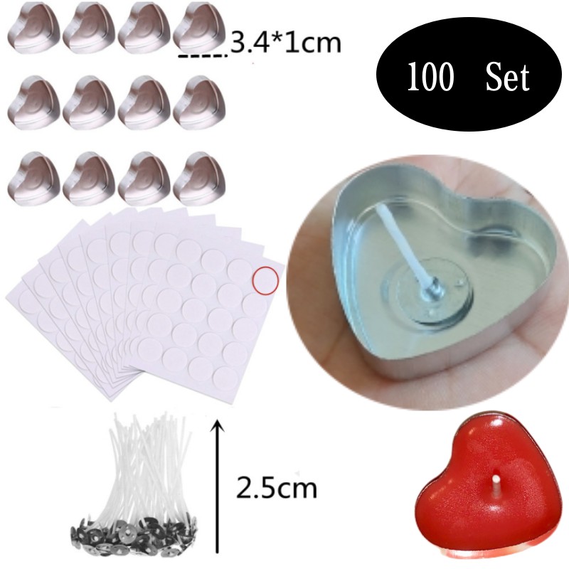 100 Sets Heart shaped Empty Al - Candle Making Vessels 评论和价格