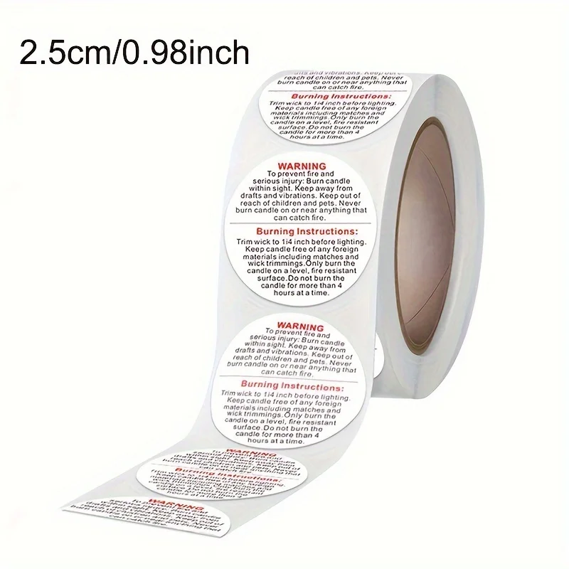 1roll, 500pcs Candle Jar Conta - Candle Warning Label 评论和价格