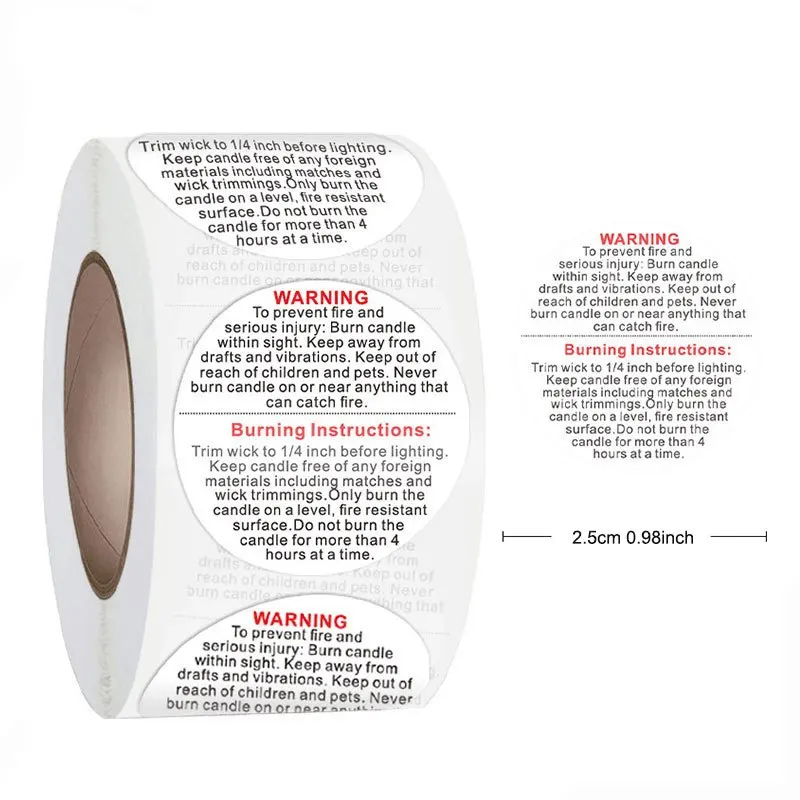 1roll, 500pcs Candle Jar Conta - Candle Warning Label 评论和价格