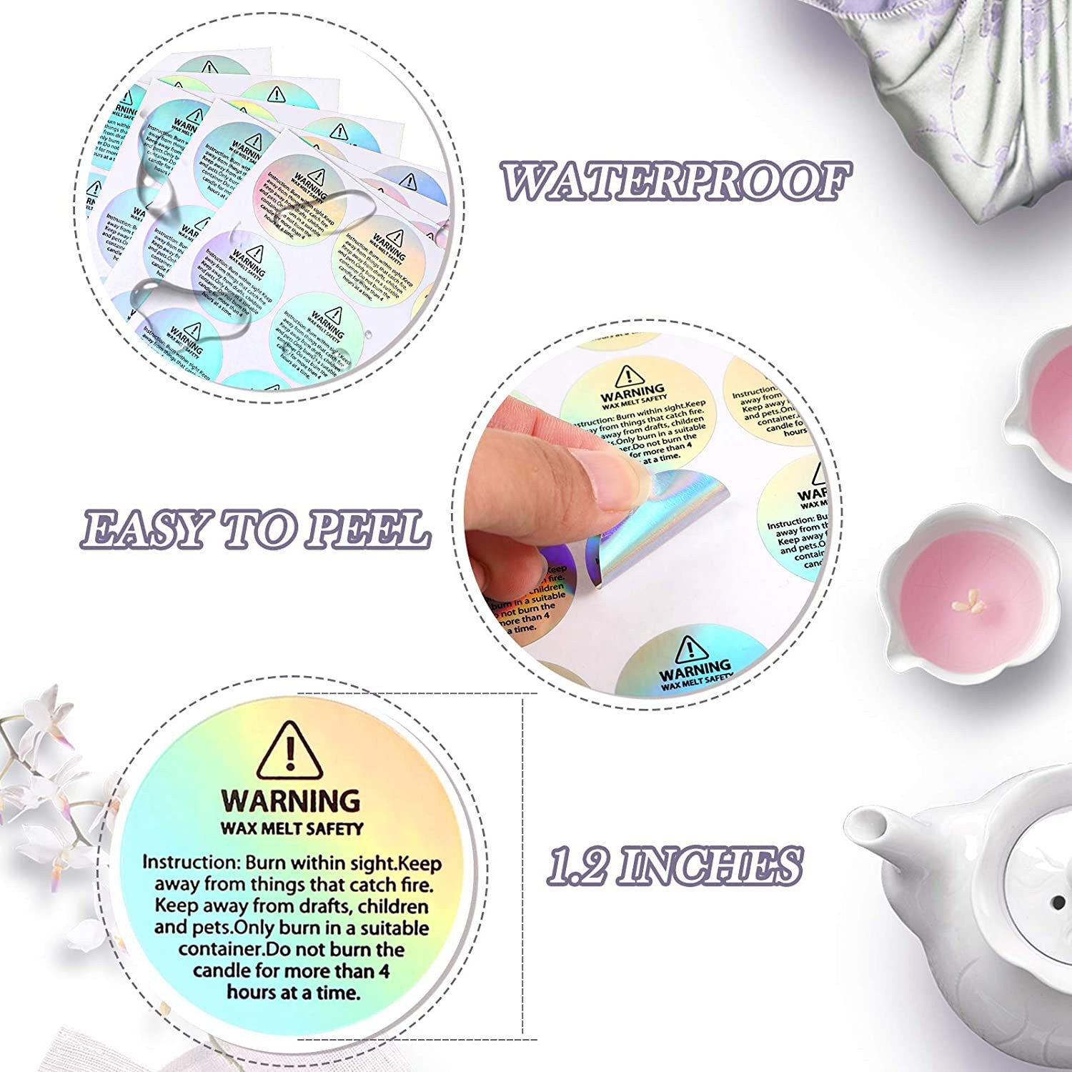 Holographic 96 Pcs Candle Warn - Candle Warning Label 评论和价格