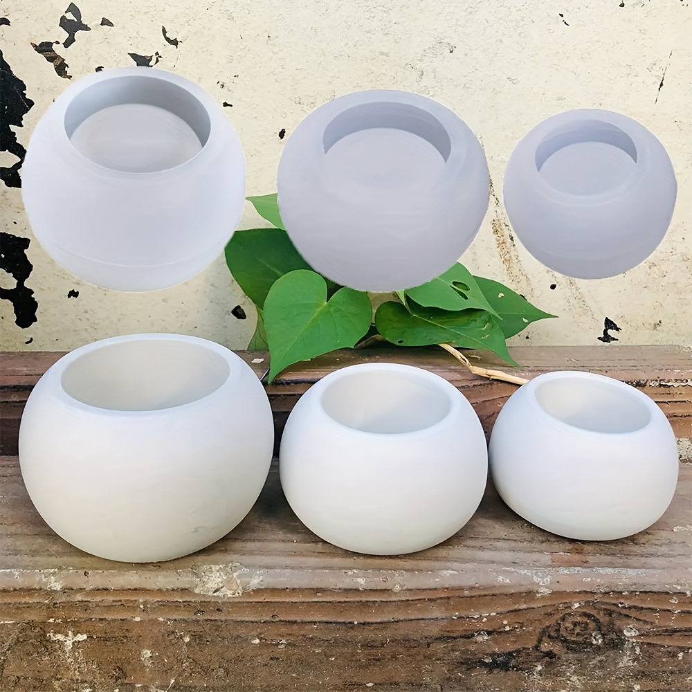 3pcs-Round Flower Pot Silicone - Candle Making Vessels 评论和价格