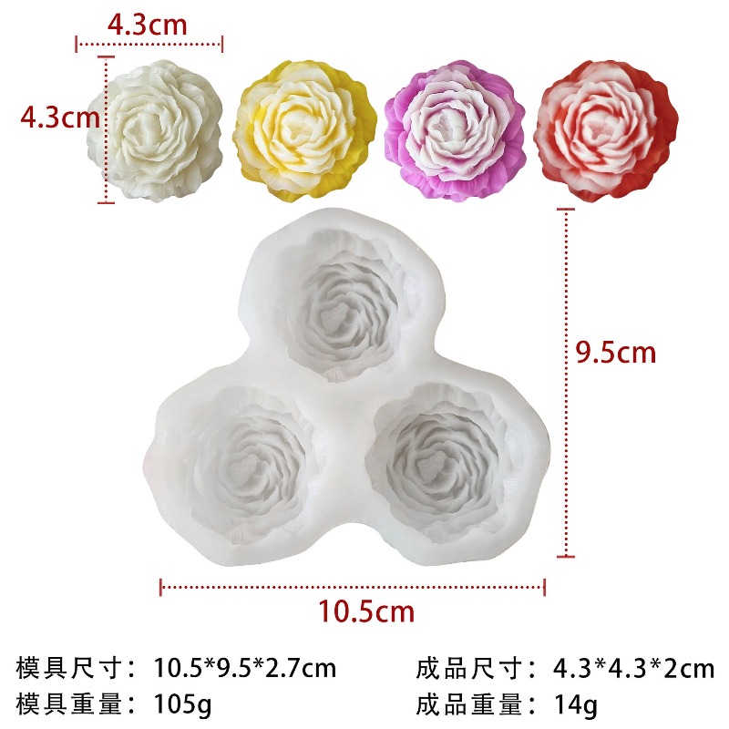 3pcs/set Peony Flower Candle S - Candle Making Supplies Wholesale 评论和价格