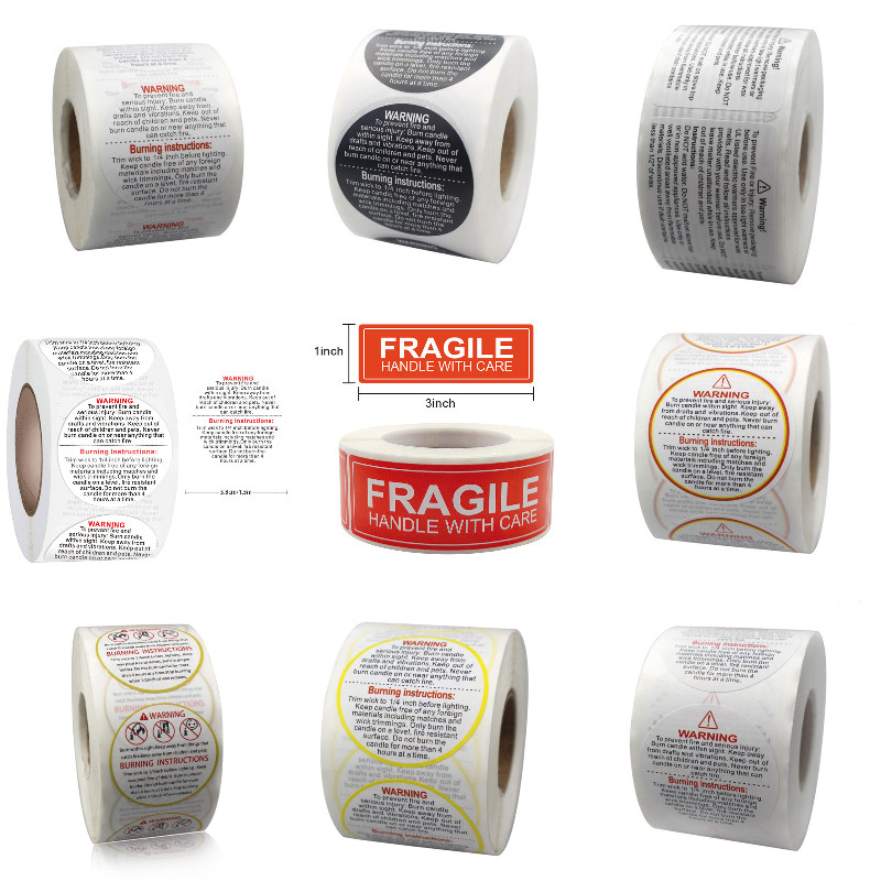 1Roll Fragile Stickers Candle  - Candle Warning Label 评论和价格